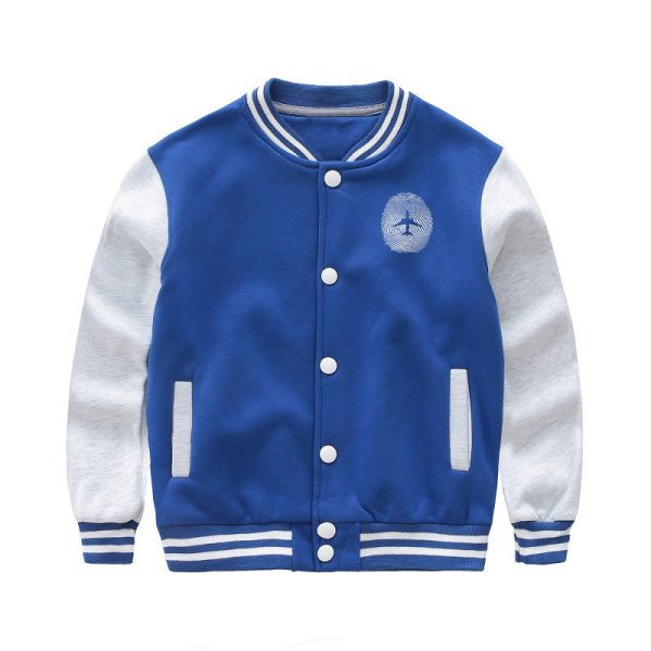 Aviation Finger Print Designed  CHILDREN  Baseball Jackets Hot on Sale