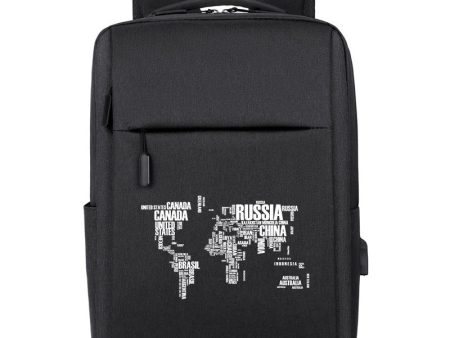 World Map (Text) Designed Super Travel Bags Sale