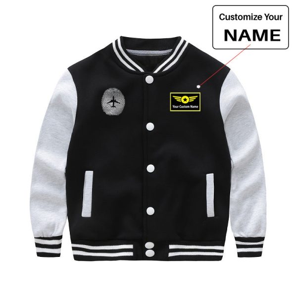 Aviation Finger Print Designed  CHILDREN  Baseball Jackets Hot on Sale