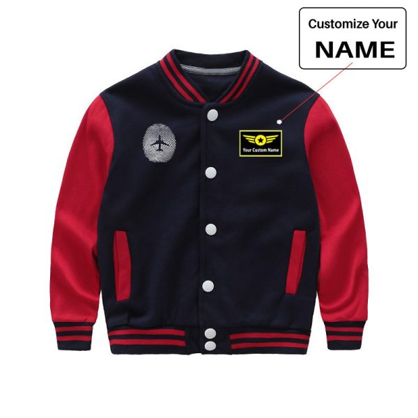 Aviation Finger Print Designed  CHILDREN  Baseball Jackets Hot on Sale