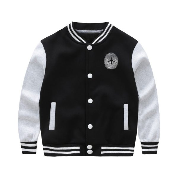 Aviation Finger Print Designed  CHILDREN  Baseball Jackets Hot on Sale