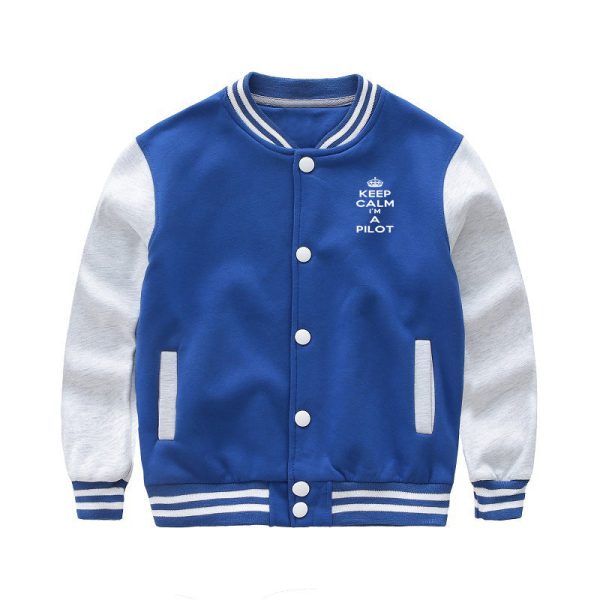 Keep Calm I m a Pilot Designed  CHILDREN  Baseball Jackets For Cheap