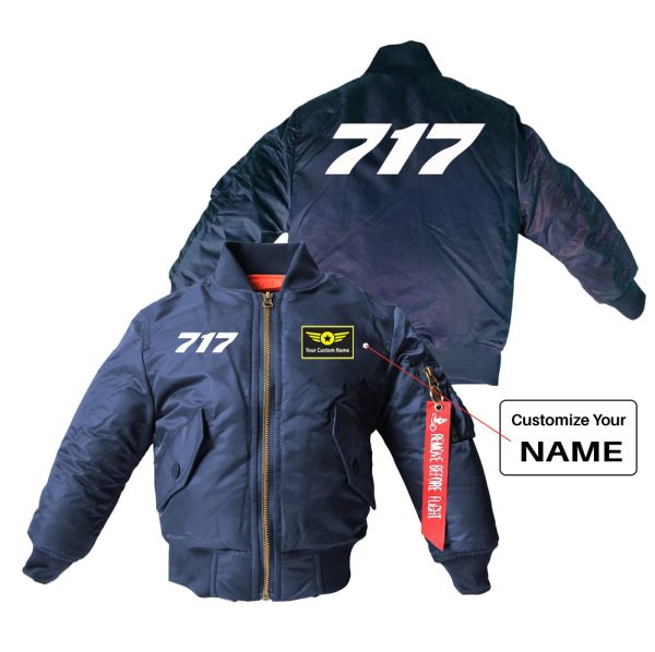 717 Flat Text Designed Children Bomber Jackets Online Hot Sale