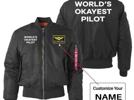 World s Okayest Pilot Designed  Women  Bomber Jackets Online Hot Sale