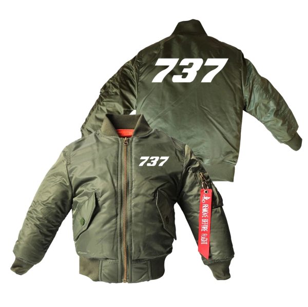 737 Flat Text Designed Children Bomber Jackets For Discount