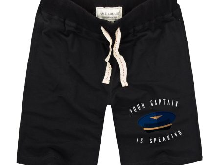 Your Captain Is Speaking Designed Cotton Shorts Online