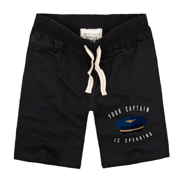 Your Captain Is Speaking Designed Cotton Shorts Online