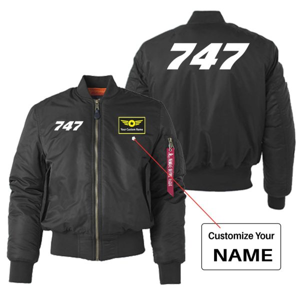 747 Flat Text Designed  Women  Bomber Jackets Online